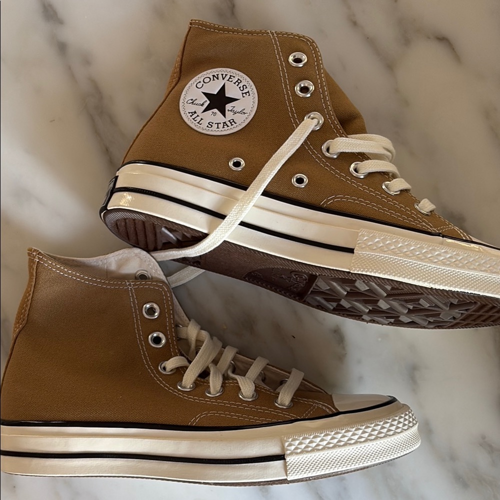 Converse High Top Sneakers in Brown and White